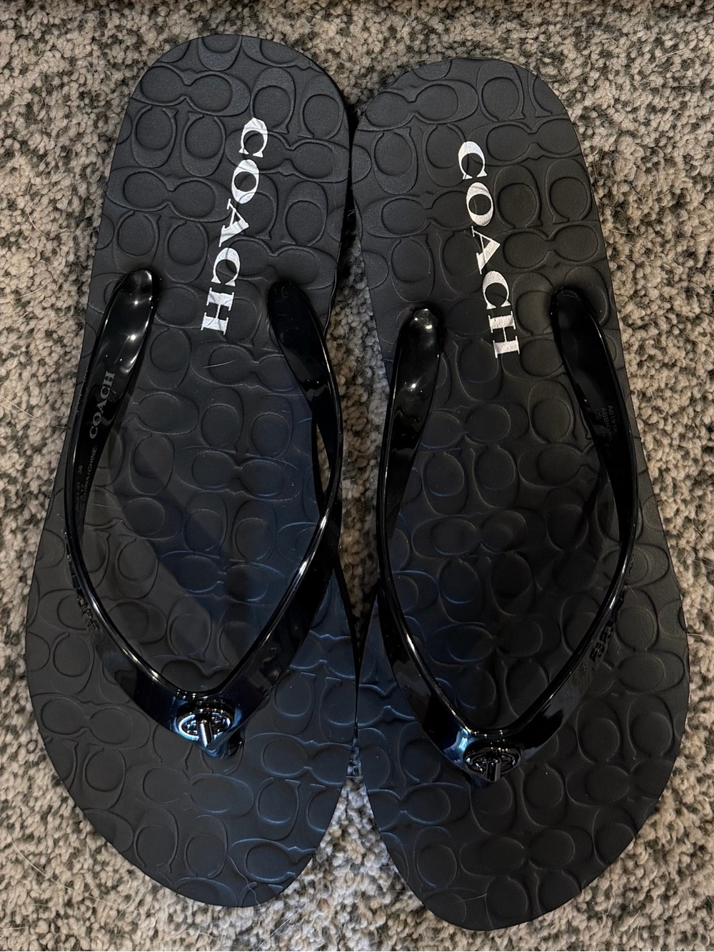 Coach Black Signature Jelly Flip Sandals